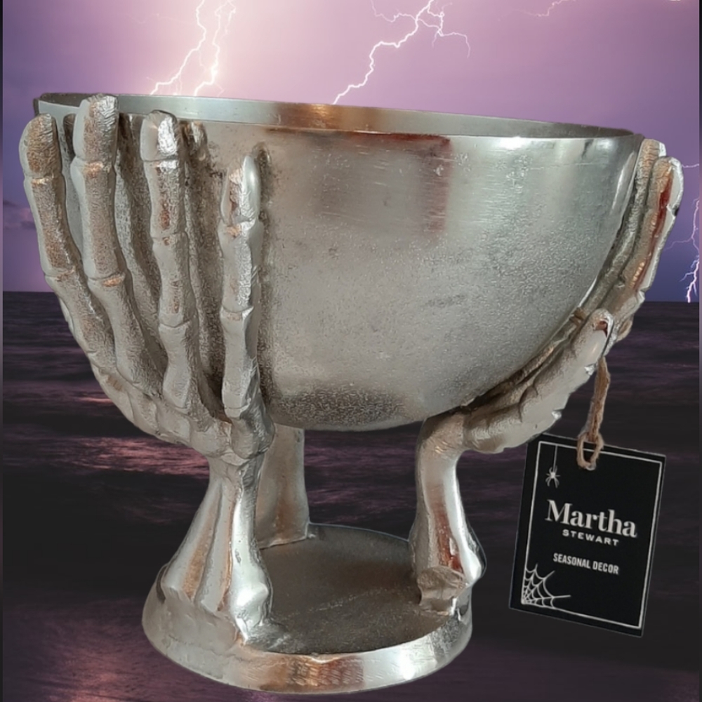 *Martha Stewart Halloween Skeleton Hand Bowl Metal